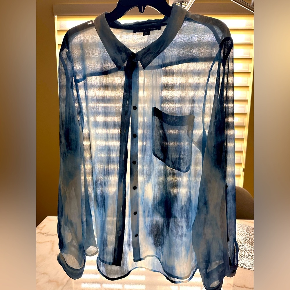 Tommy Hilfiger long sleeve shirt size XXL (Roll tab) sheer.